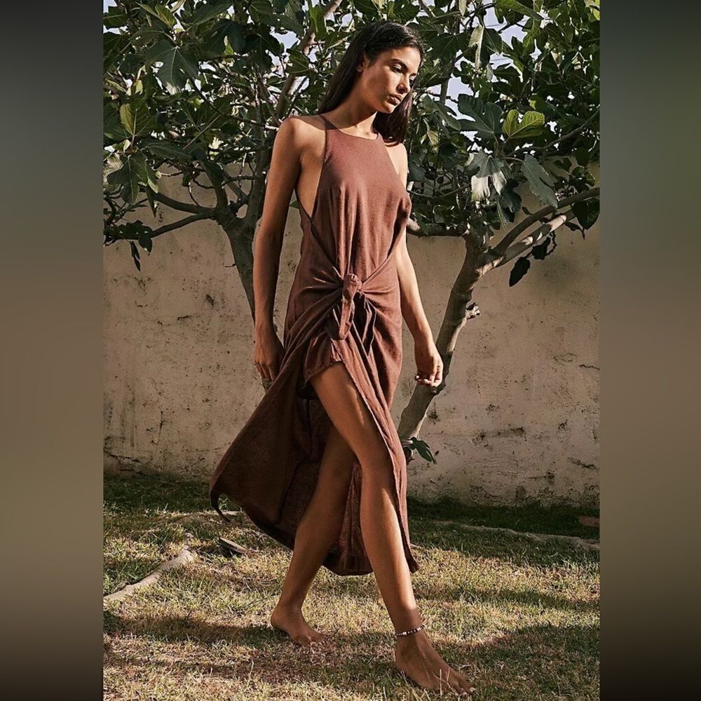 NWT FREE PEOPLE CALL ME TIE WRAP MIDI DRESS